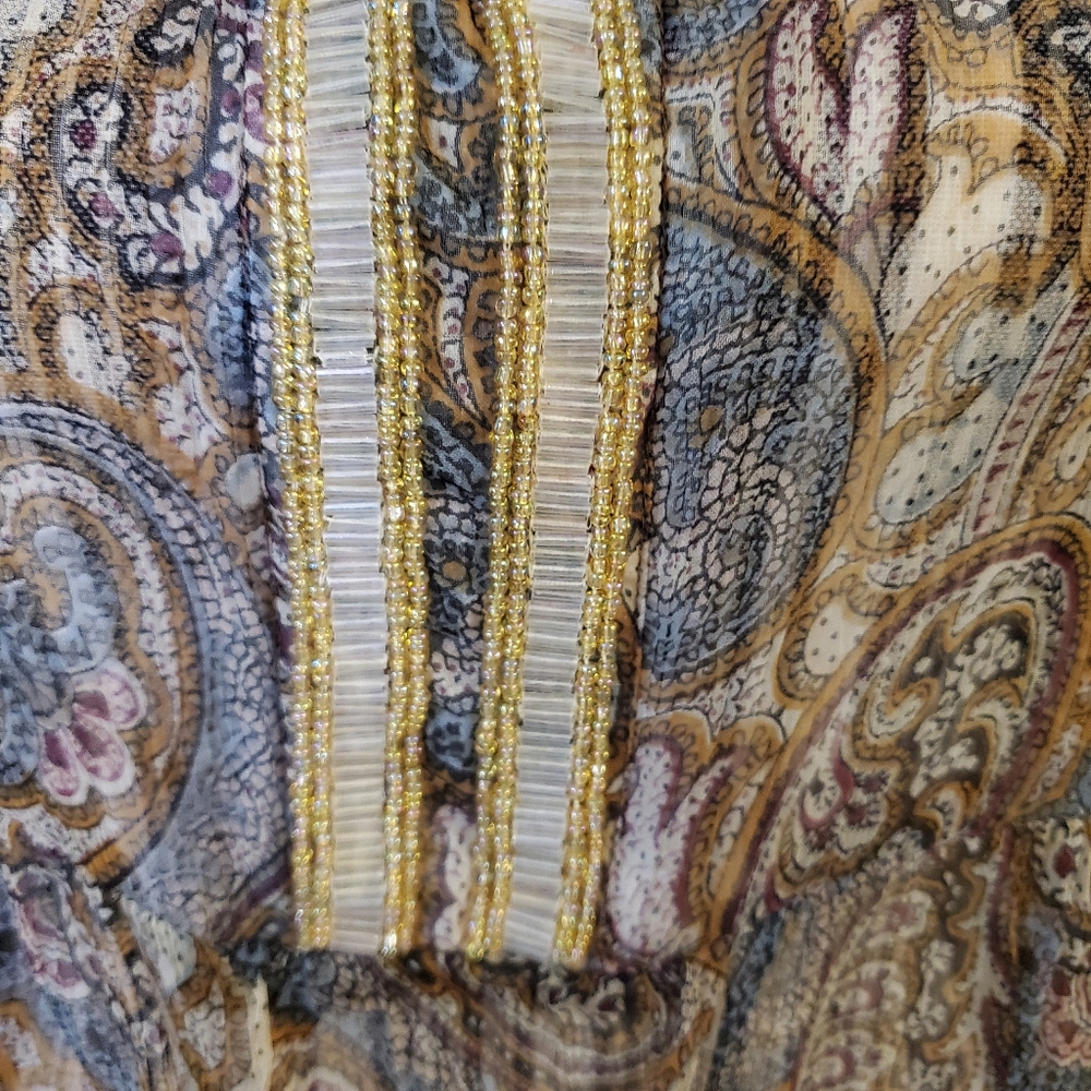 Vintage Beaded Neckline CPM Collection Paisley Long Sleeve Top One of a Kind - Picture 8 of 8